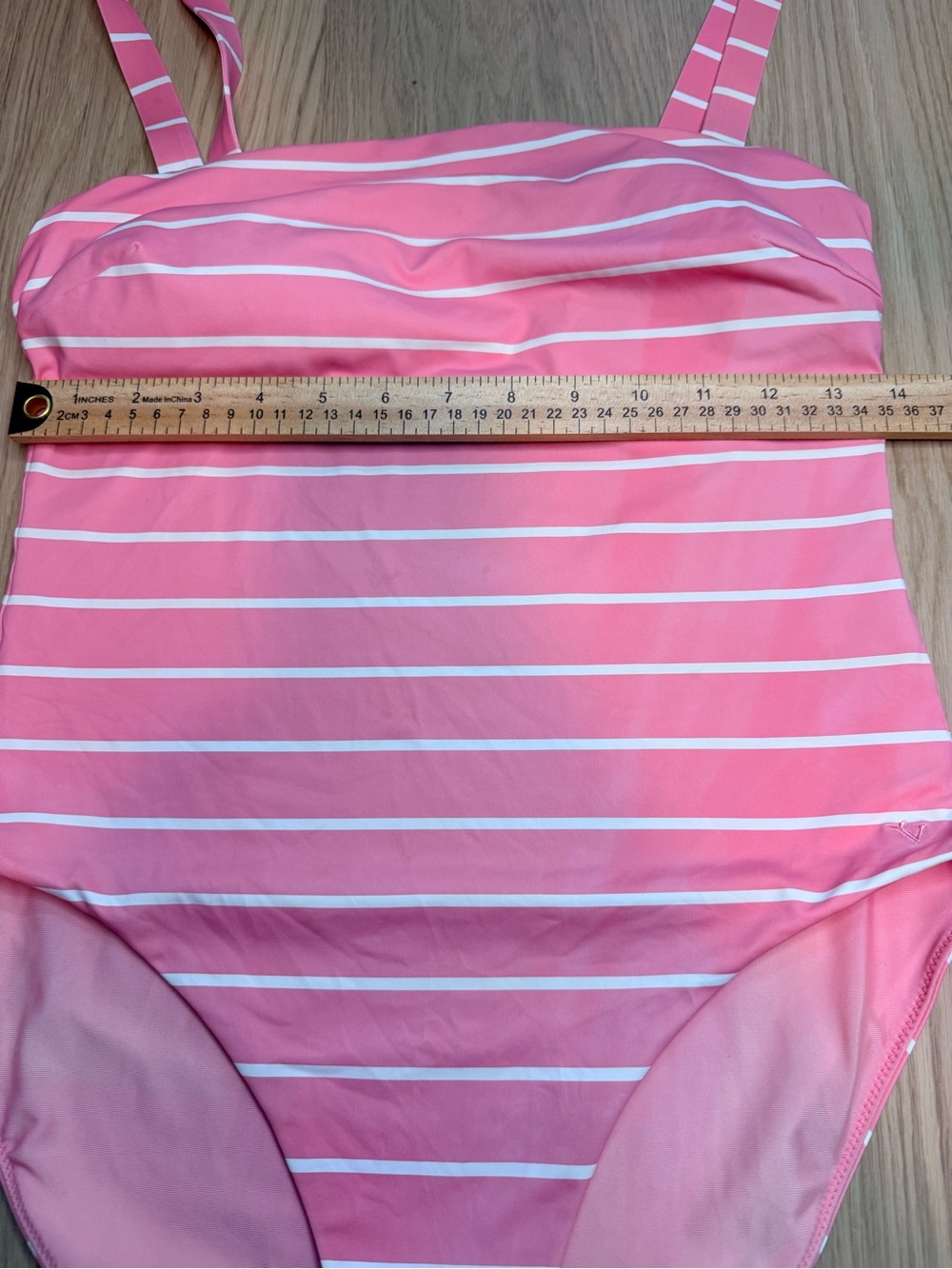 VINEYARD VINES One Piece Striped Pink White Square Neck Swimsuit Size Medium - Picture 11 of 11